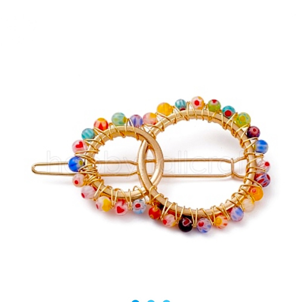 Multi color glass stone barrette